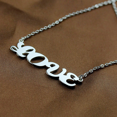 Capital Name Plate Necklace Silver - Custom Jewellery By All Uniqueness