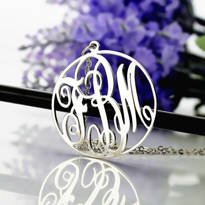 Necklace Fancy Circle Monogram Necklace Silver - Custom Jewellery By All Uniqueness