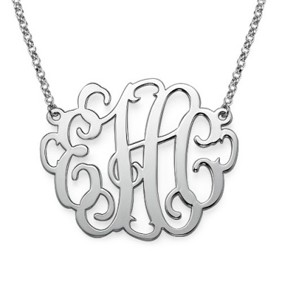 2 Inch Silver Large Monogrammed Necklace - Custom Jewellery By All Uniqueness
