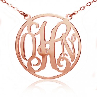 Circle Solid Rose Gold Initial Monogram Name Necklace - Custom Jewellery By All Uniqueness