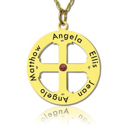 Cross Name Necklace with Circle Frame Gold Plated 925 Silver - Custom Jewellery By All Uniqueness