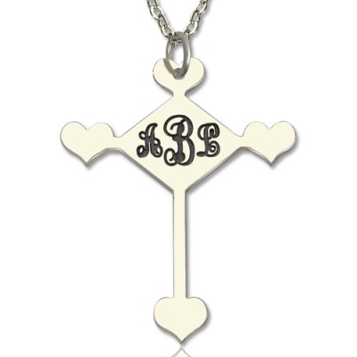 Silver Cross Monogram Necklace - Custom Jewellery By All Uniqueness