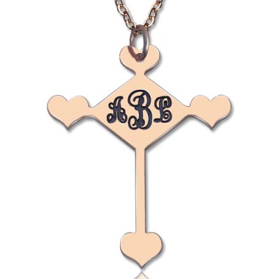 Custom Rose Gold Plated Cross Monogram Necklace - Custom Jewellery By All Uniqueness