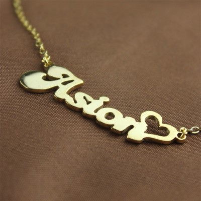 BANANA Font Heart Shape Name Necklace Gold - Custom Jewellery By All Uniqueness