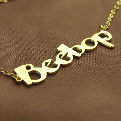 Gold Beetle font Letter Name Necklace - Custom Jewellery By All Uniqueness