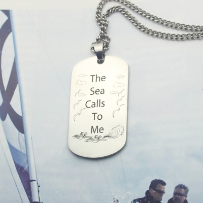 Man s Dog Tag Ocean Theme Name Necklace - Custom Jewellery By All Uniqueness