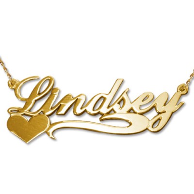Side Heart Gold Name Necklace - Custom Jewellery By All Uniqueness