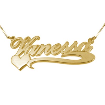 Side Heart Gold Plated Silver Name Necklace - Custom Jewellery By All Uniqueness
