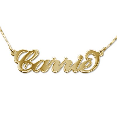 Gold Double Thickness "Carrie" Name Necklace - Custom Jewellery By All Uniqueness