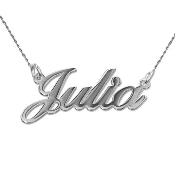 White Gold Classic Name Necklace With Twist Chain - Custom Jewellery By All Uniqueness