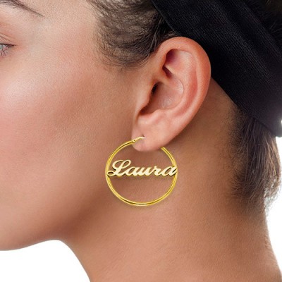 Gold Plated Silver Hoop Name Earrings - Custom Jewellery By All Uniqueness