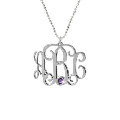 Silver Monogram Necklace with Swarovski - Custom Jewellery By All Uniqueness