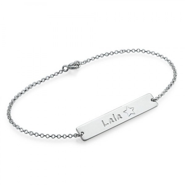 Silver Bar Nameplate Bracelet/Anklet - Custom Jewellery By All Uniqueness