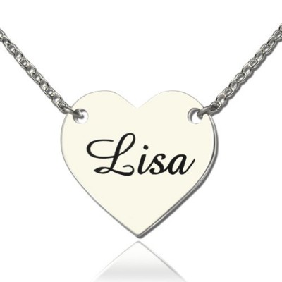 Stamped Name Heart Love Necklaces Silver - Custom Jewellery By All Uniqueness