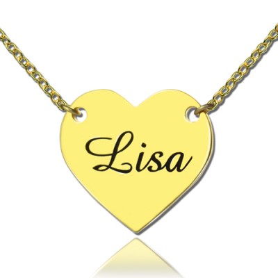 Stamped Heart Love Necklaces with Name Gold Plated - Custom Jewellery By All Uniqueness