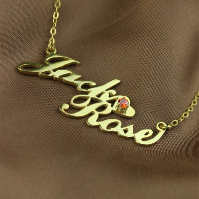 Gold Double Nameplate Necklace Carrie Style - Custom Jewellery By All Uniqueness