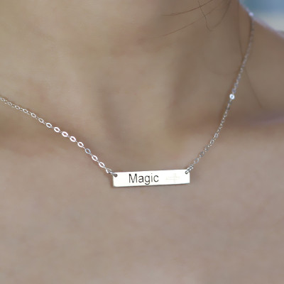 Nameplate Bar Necklace with Icons Silver - Custom Jewellery By All Uniqueness