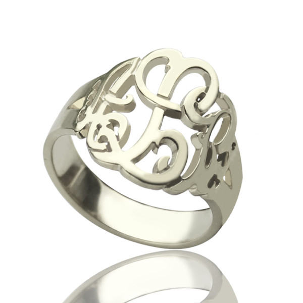Hand Drawing Monogrammed Ring Silver - Custom Jewellery By All Uniqueness