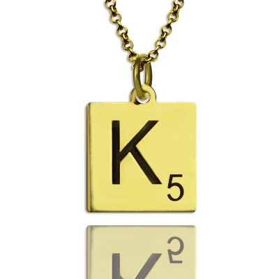 Engraved Scrabble Initial Letter Necklace Gold Plated - Custom Jewellery By All Uniqueness