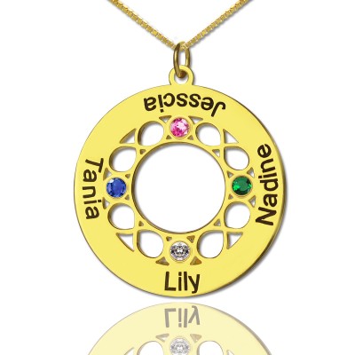 Infinity Birthstone Family Names Necklace In Gold Plated - Custom Jewellery By All Uniqueness