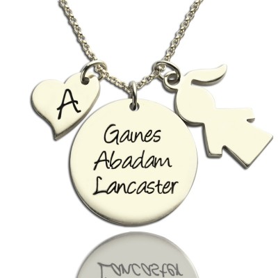 Mother Necklace Gift With Kids Name Charm Silver - Custom Jewellery By All Uniqueness