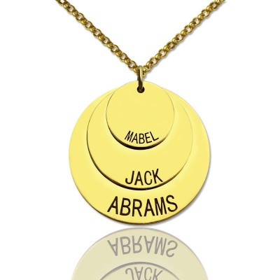 Disc Necklace With Kids Name For Mom Gold Plated - Custom Jewellery By All Uniqueness