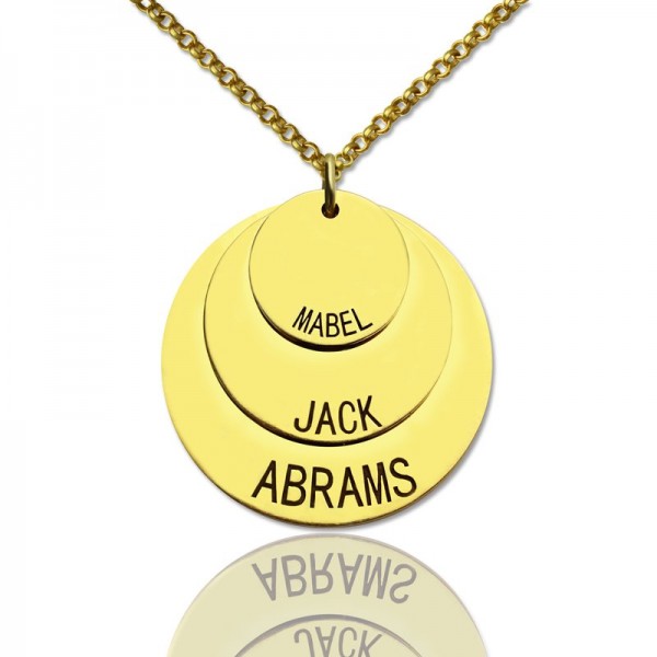 Disc Necklace With Kids Name For Mom Gold Plated - Custom Jewellery By All Uniqueness