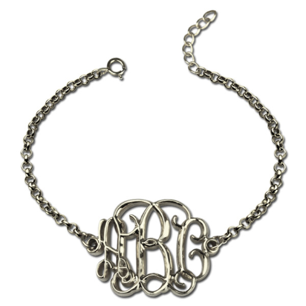 Celebrity Monogram Initial Bracelet Silver - Custom Jewellery By All Uniqueness