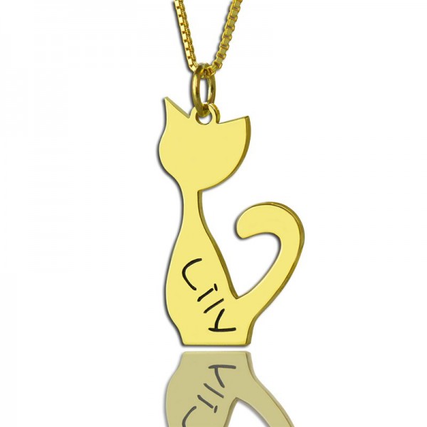 Custom Cat Name Pendant Necklace Gold Plated Over - Custom Jewellery By All Uniqueness