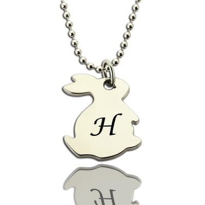 Rabbit Initial Charm Pendant Silver - Custom Jewellery By All Uniqueness
