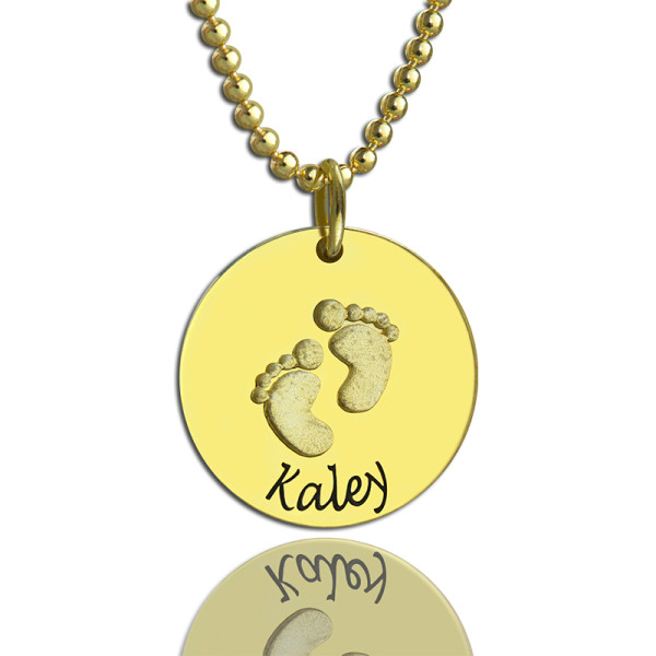 Baby Footprints Name Necklace Gold Plated - Custom Jewellery By All Uniqueness