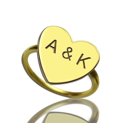 Engraved Sweetheart Ring with Double Initials Gold Plated - Custom Jewellery By All Uniqueness