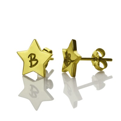 Star Stud Initial Earrings In Gold - Custom Jewellery By All Uniqueness