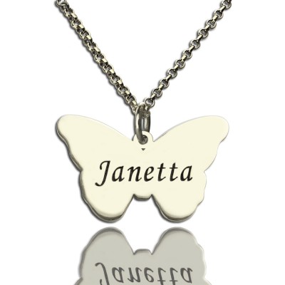 Charming Butterfly Pendant Name Necklace Silver - Custom Jewellery By All Uniqueness