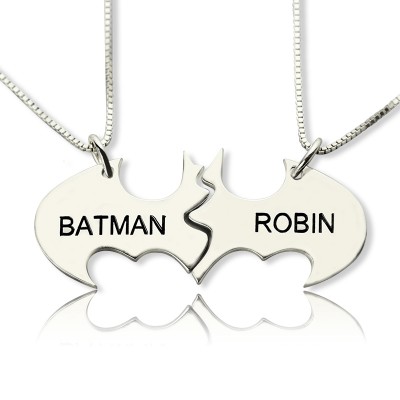 Batman Best Friend Name Necklace Silver - Custom Jewellery By All Uniqueness