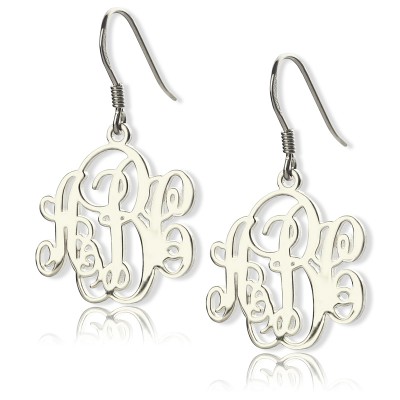 Silver Script Monogram Earrings - Custom Jewellery By All Uniqueness