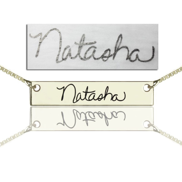 Custom Necklace With Your Signature Bar Silver - Custom Jewellery By All Uniqueness