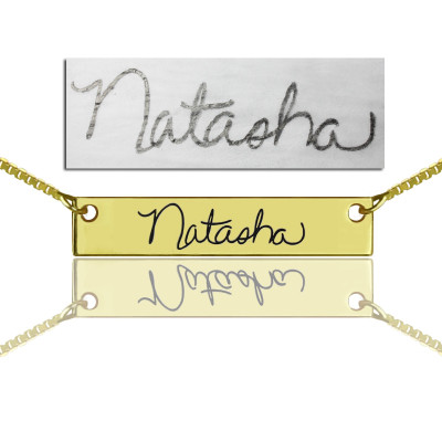 Custom Necklace Signature Bar Necklace Handwritring Gold Plated - Custom Jewellery By All Uniqueness