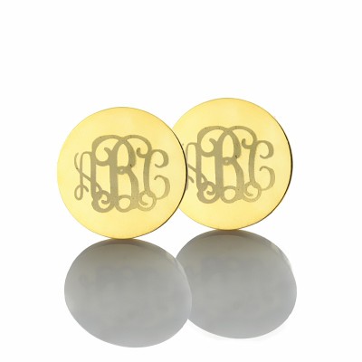 Engraved Monogram Stud Earrings In Gold - Custom Jewellery By All Uniqueness