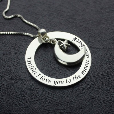 I Love You To The Moon and Back Moon Start Charm Pendant - Custom Jewellery By All Uniqueness