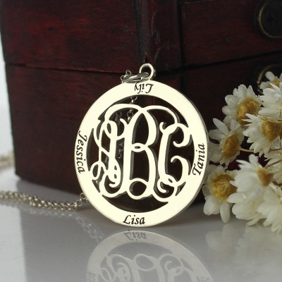 Family Monogram Name Necklace Silver - Custom Jewellery By All Uniqueness