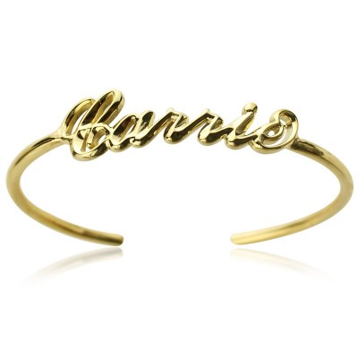 Gold Plated Name Bangle Bracelet - Custom Jewellery By All Uniqueness