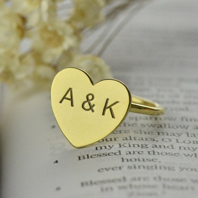 Engraved Sweetheart Ring with Double Initials Gold Plated - Custom Jewellery By All Uniqueness