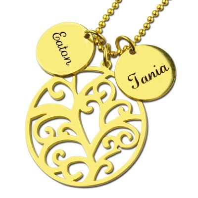 Family Tree Necklace With Name Charm For Mom - Custom Jewellery By All Uniqueness