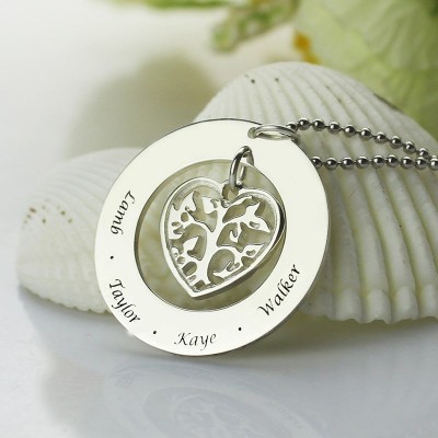 Heart Family Tree Necklace Silver - Custom Jewellery By All Uniqueness