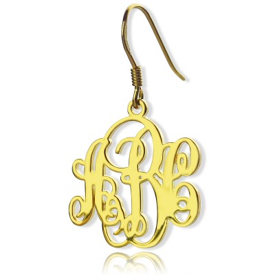 Script Monogram Initial Earrings Gold Plated - Custom Jewellery By All Uniqueness