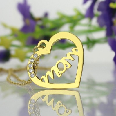Mothers Heart Necklace With Birthstone Gold Plated - Custom Jewellery By All Uniqueness