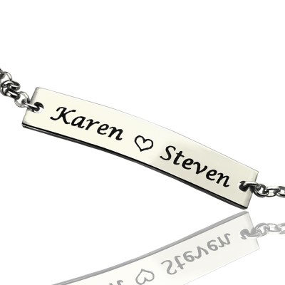 Engraved Name Bar Bracelet For Her Silver - Custom Jewellery By All Uniqueness