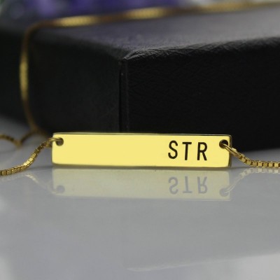 Initial Bar Necklace Gold Plated - Custom Jewellery By All Uniqueness
