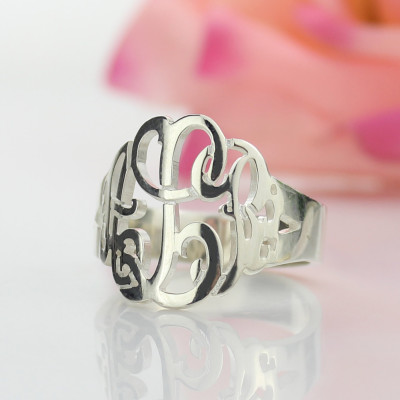 Hand Drawing Monogrammed Ring Silver - Custom Jewellery By All Uniqueness